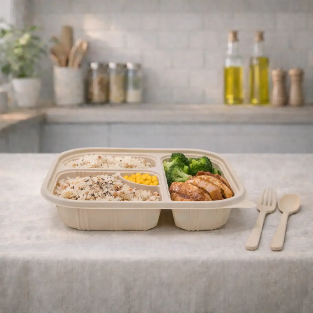 1000ml Three-Compartment Biodegradable Container | Packaging ...