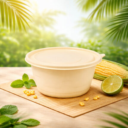 eco friendly cornstarch takeaway bowls with lids