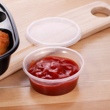Wholesale plastic portion cups with lids in clear food grade PP material