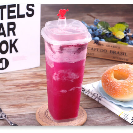 Wholesale square plastic cups with matching black clear and white lid options for bulk supply