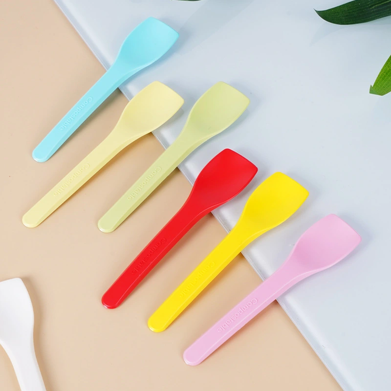 4-inch-cpla-ice-cream-spoons-assorted-colors 4-inch CPLA ice cream spoons in assorted colors for dessert and frozen treats